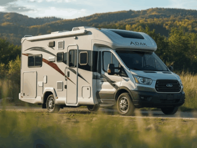 Adak Argonaut 23 motorhome parked in Alaska near the Kenai Peninsula, ideal for noleggio camper Alaska